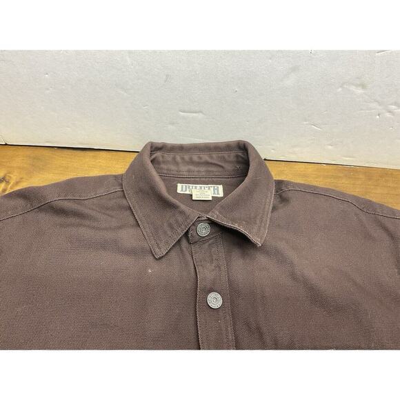 Duluth Trading Men's L Tall Brown Fleece Lined Heavy Canvas Shirt Jacket Snap - Picture 6 of 11